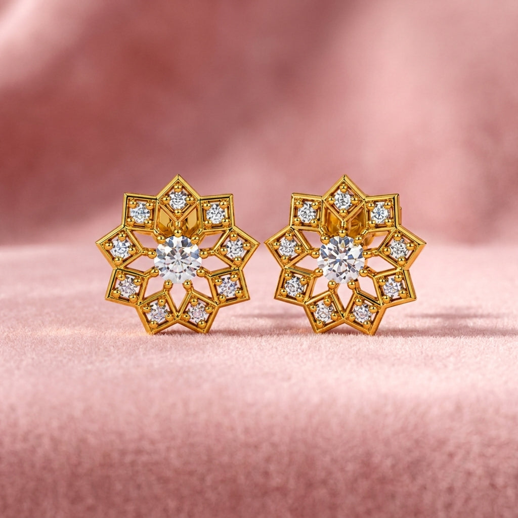 Star Mandala White Cz Cluster Stud Earrings - 925 sterling silver earrings for women