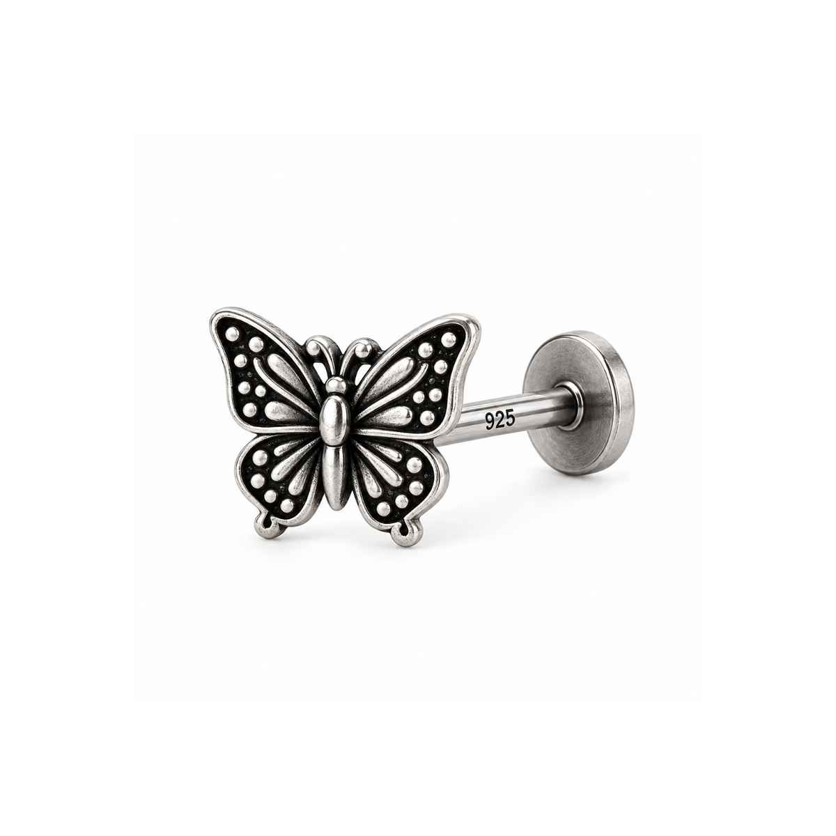 Oxidized Butterfly Nose Pin for Women - 925 Sterling Silver