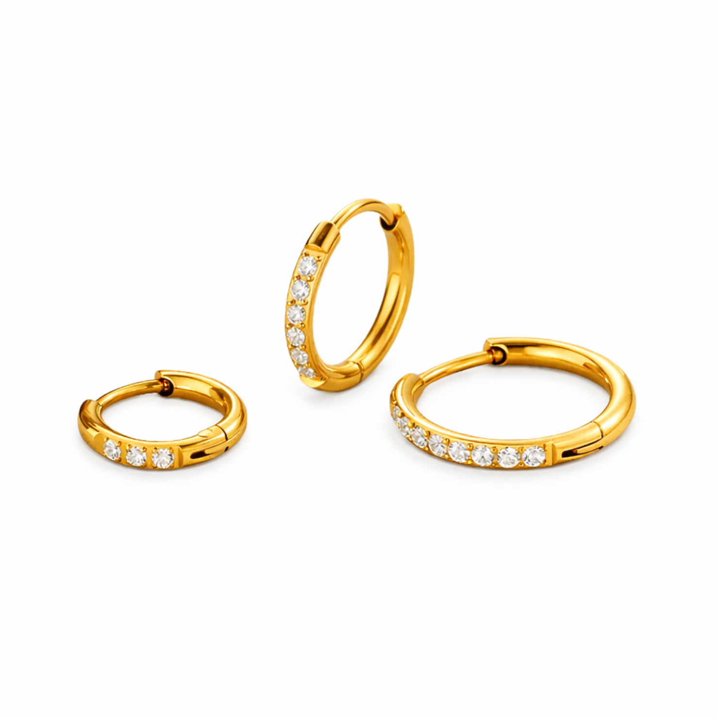 Gold Hoop Earrings with Clicker Closure – 6mm, 7mm & 8mm