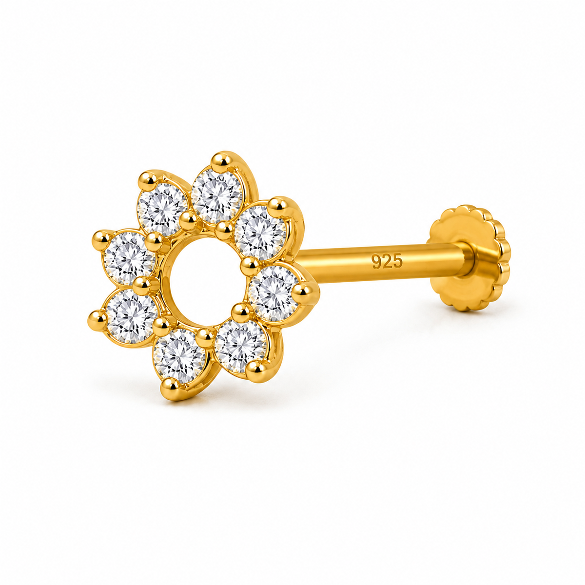 Open Circle Halo Nose Pin - full length shot