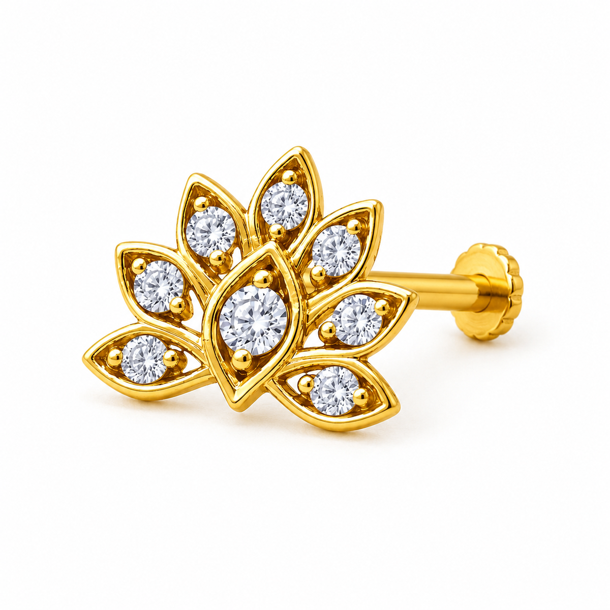 Lotus Petal Nose Pin - back view with clasp