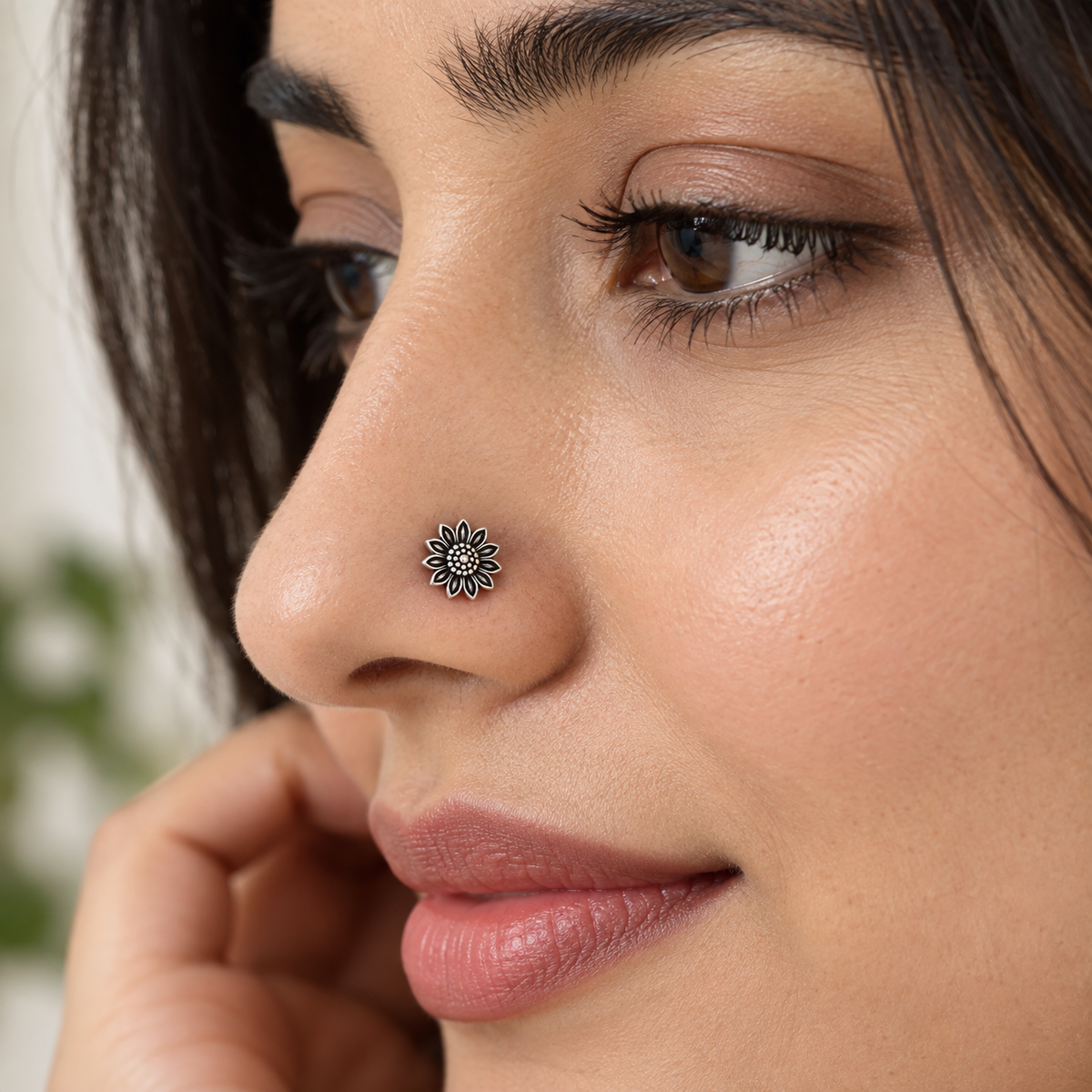 Sunflower Nose Pin for Women - 925 Sterling Silver