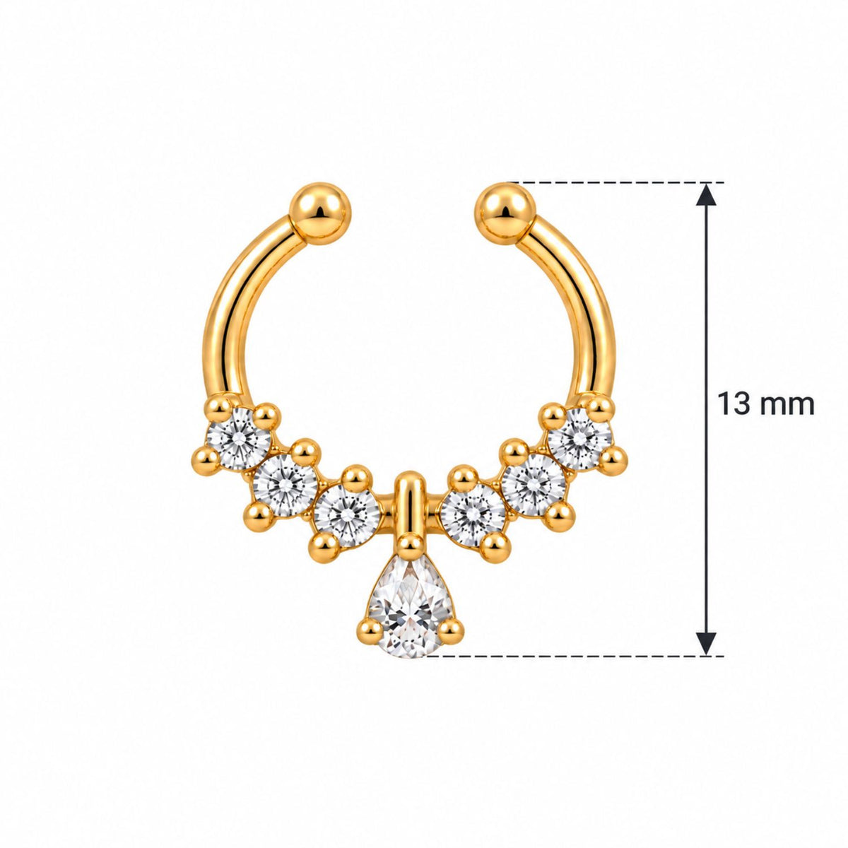 Teardrop Drop Faux Septum Nose Ring - 925 Sterling Silver