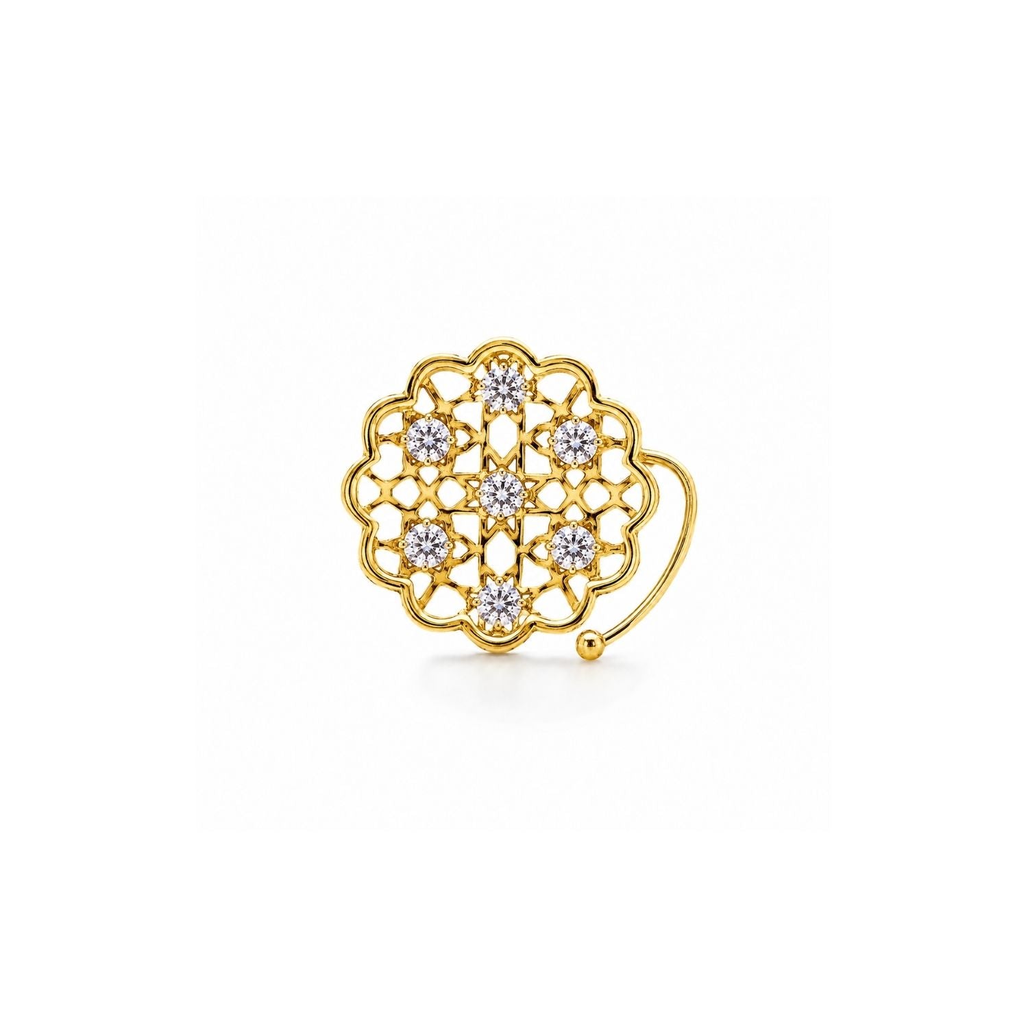 Jali Lattice CZ Nose Ring 925 Sterling Silver