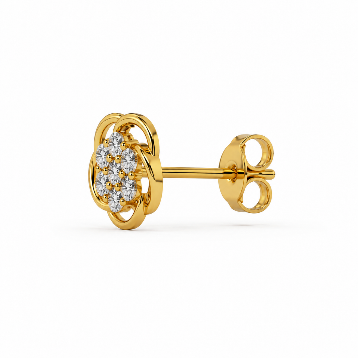 Swirl Flower White Cz Cluster Stud Earrings - 925 sterling silver earrings for women