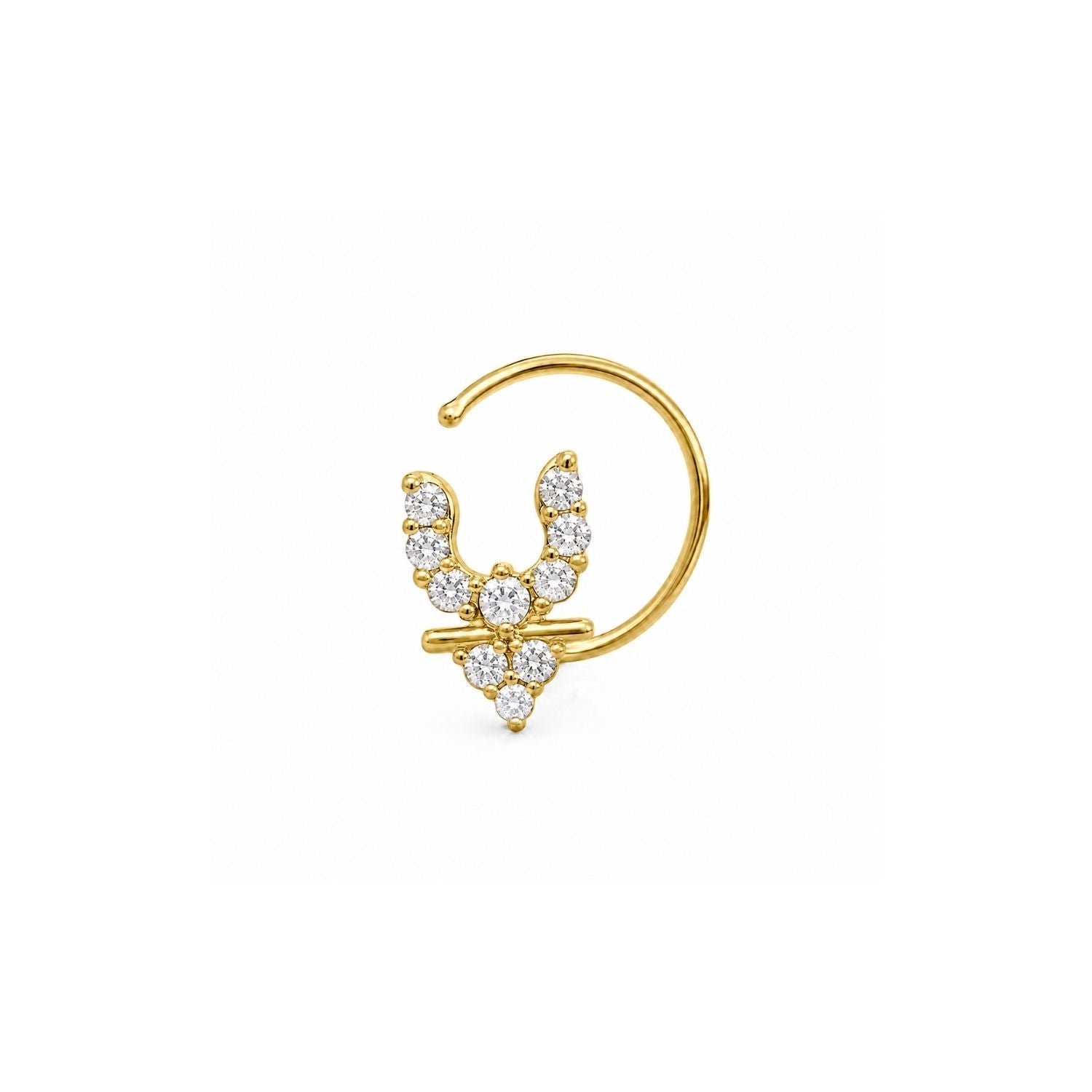 Angel Wings CZ Nose Ring 925 Sterling Silver