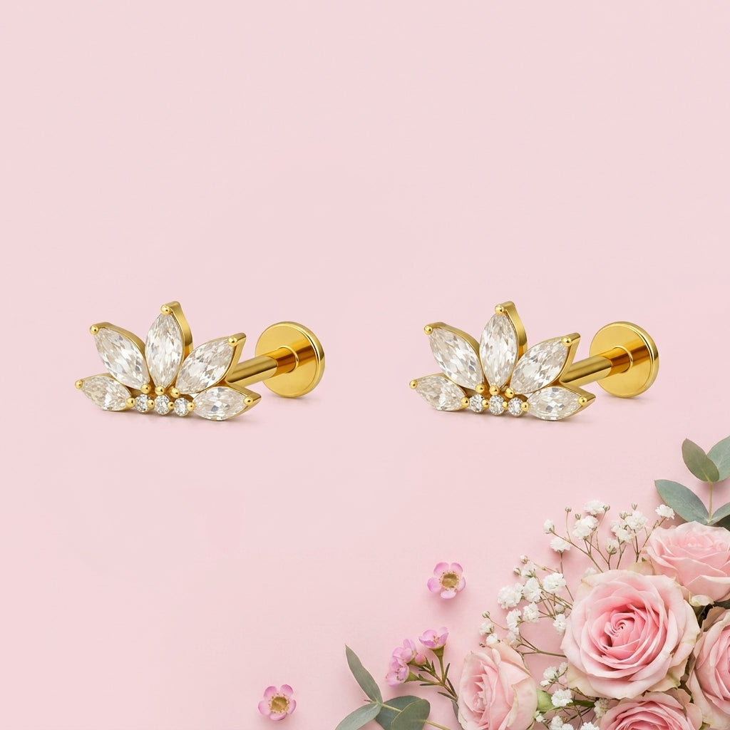 Lotus Marquise White Cz Stud Earrings – Sterling Silver