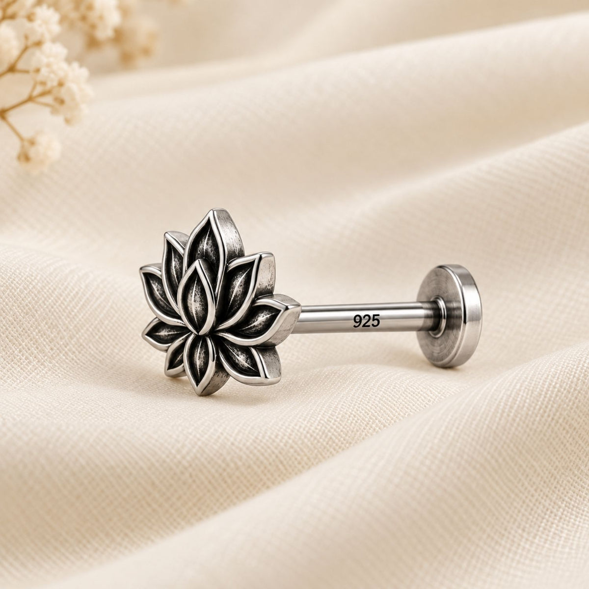 Lotus Nose Pin for Women - 925 Sterling Silver
