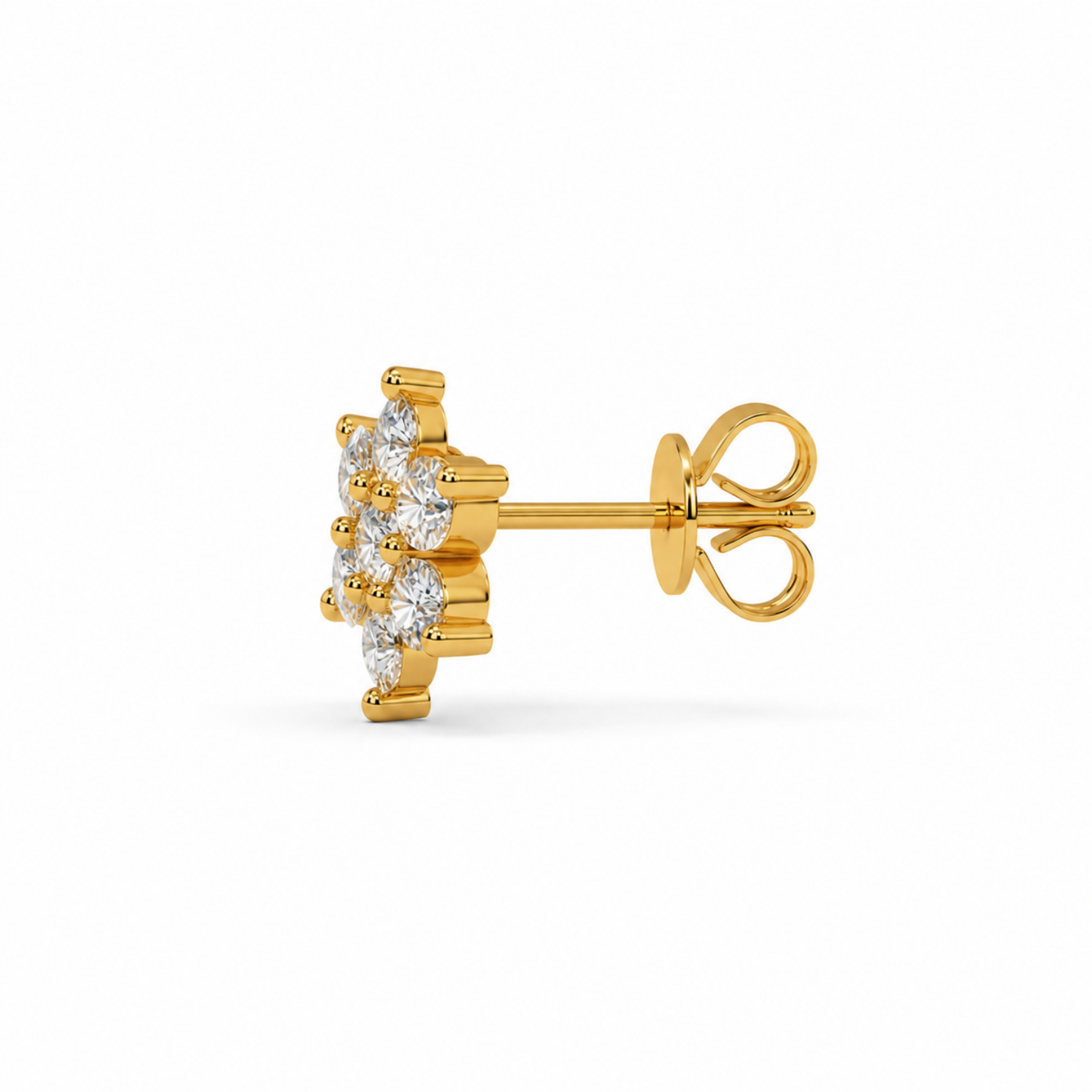 Seven Stone White Cz Floral Cluster Stud Earrings - 925 sterling silver earrings for women