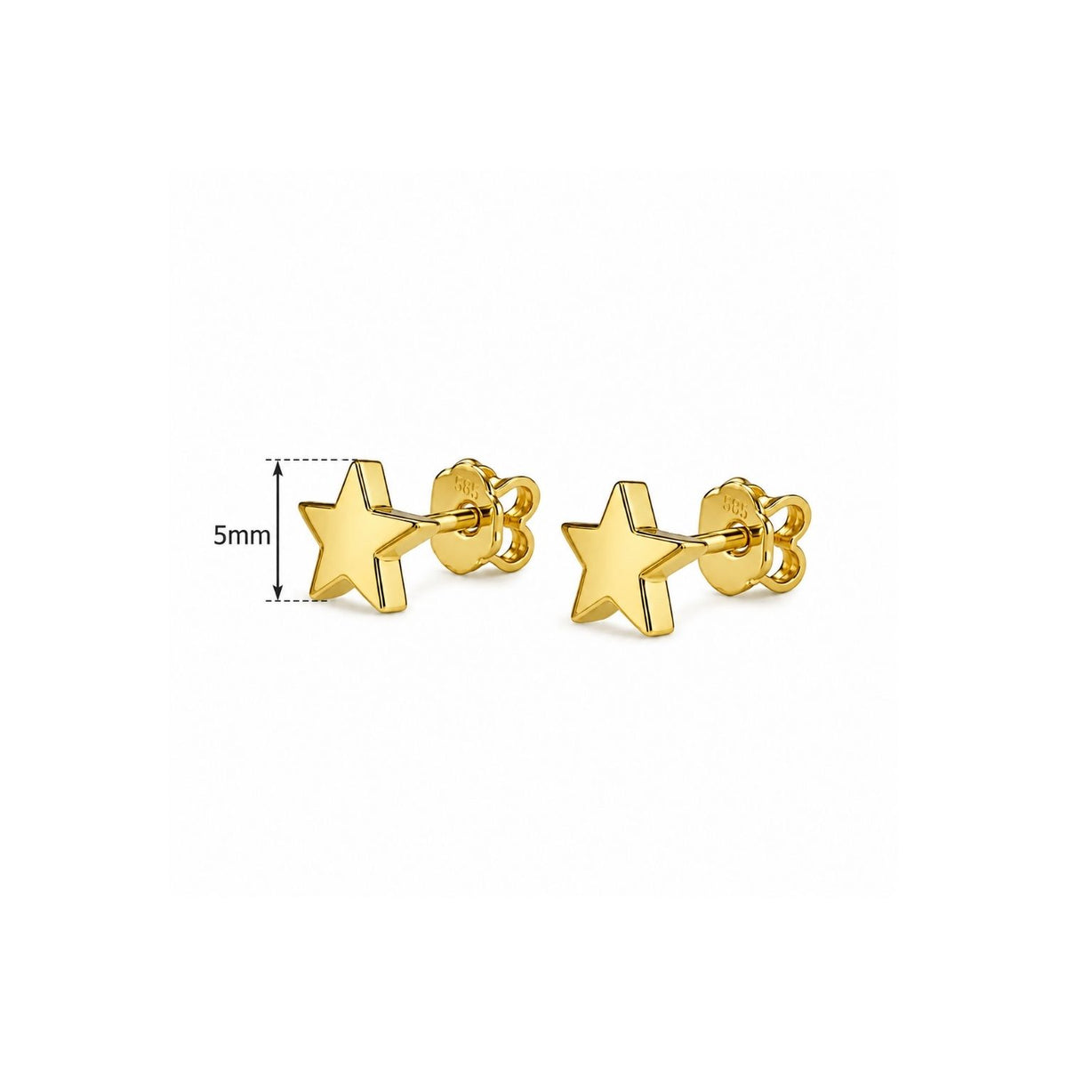 Plain Star Screw-Back Stud Earrings for Women - 925 Sterling Silver