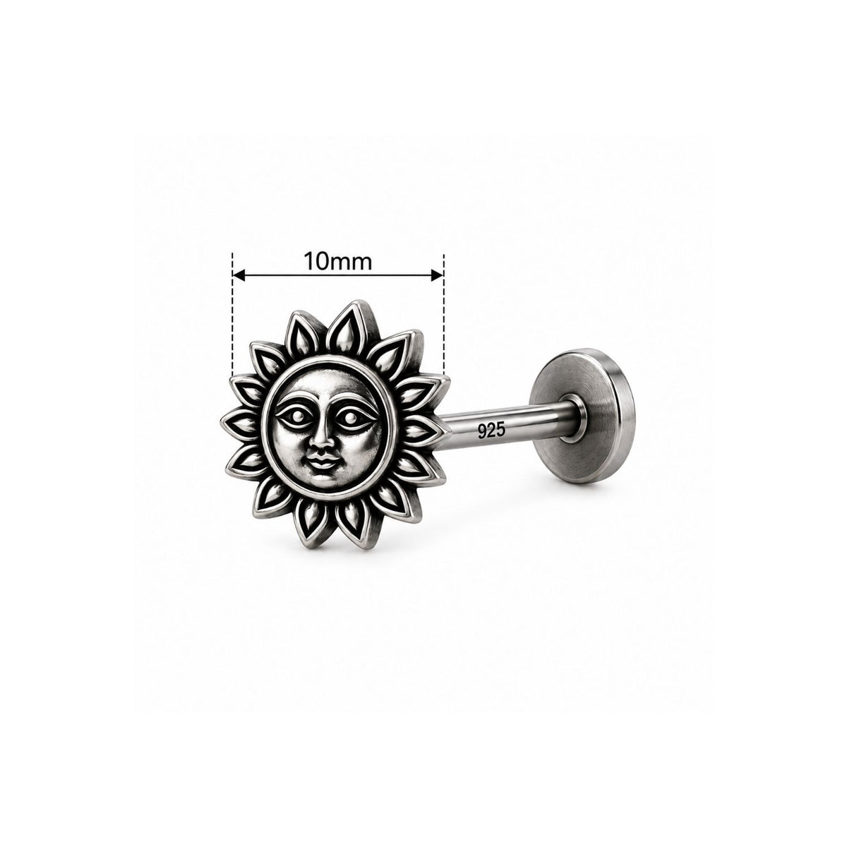Sun Face Nose Pin for Women - 925 Sterling Silver