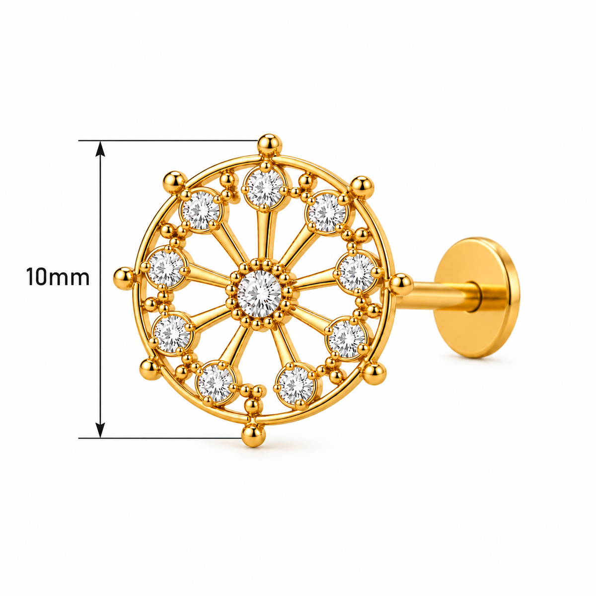 Vintage Wheel Nose Pin - close-up detail
