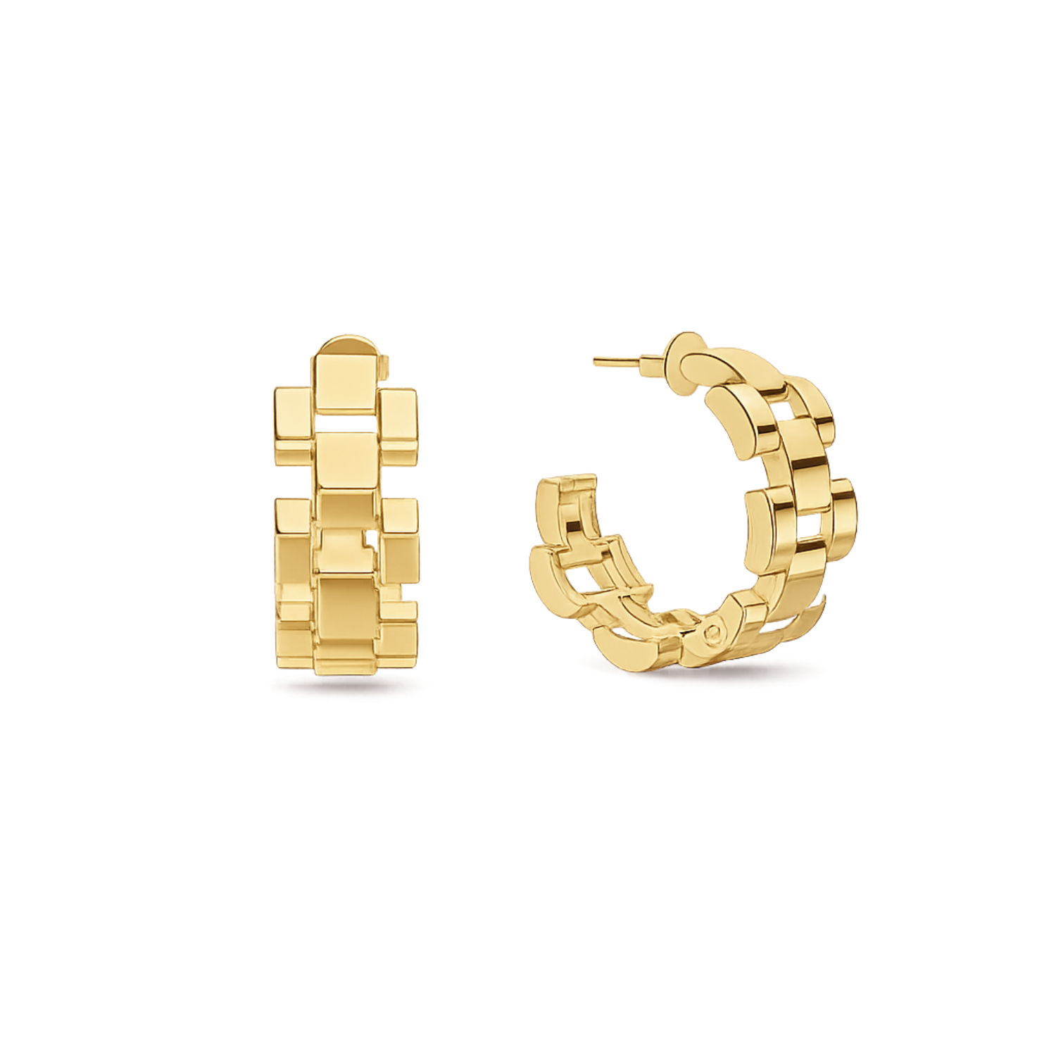 Wrist Watch Hoop Earrings - 925 Sterling Silver Gold Plated