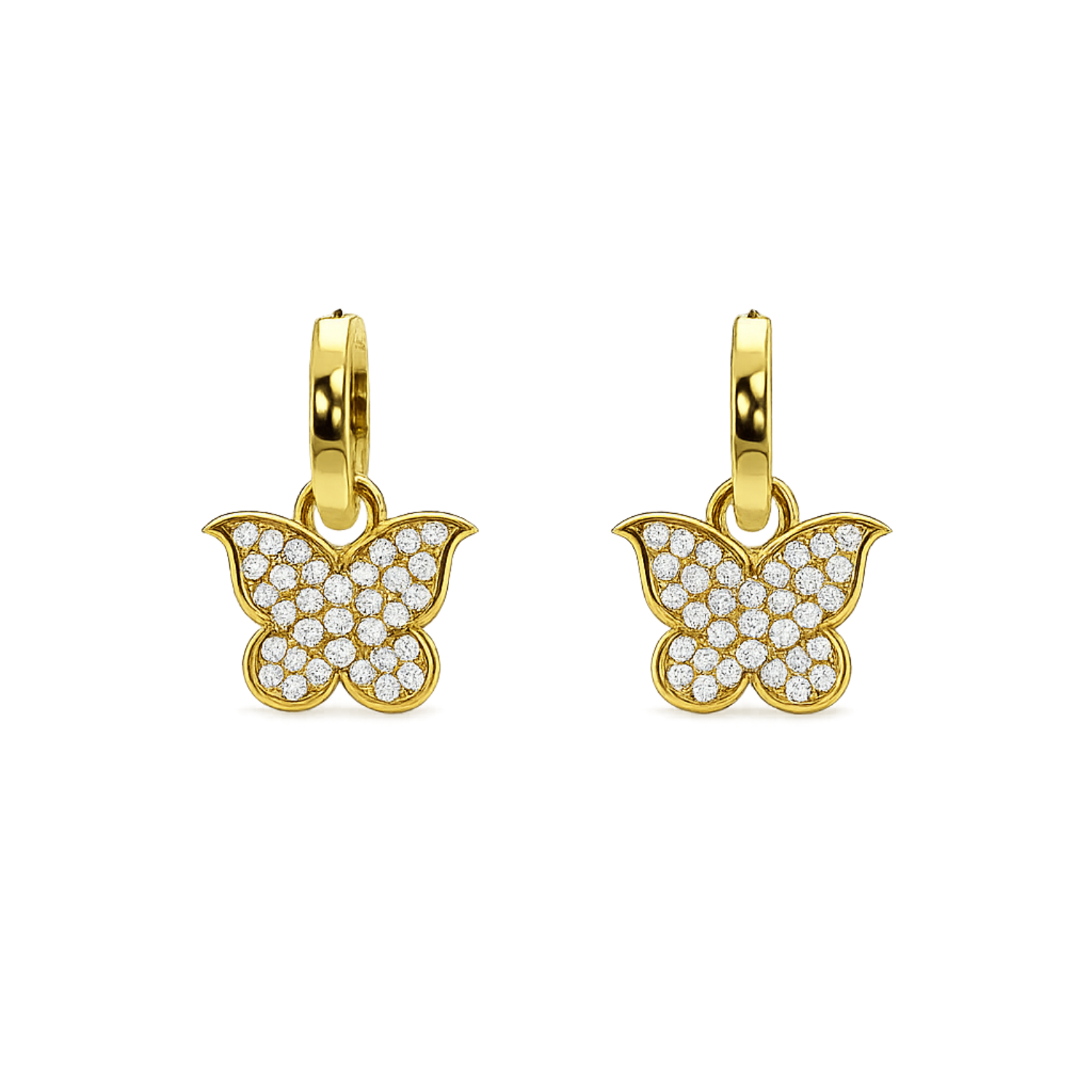 Studded Butterfly Huggies - 925 Sterling Silver Gold Plated