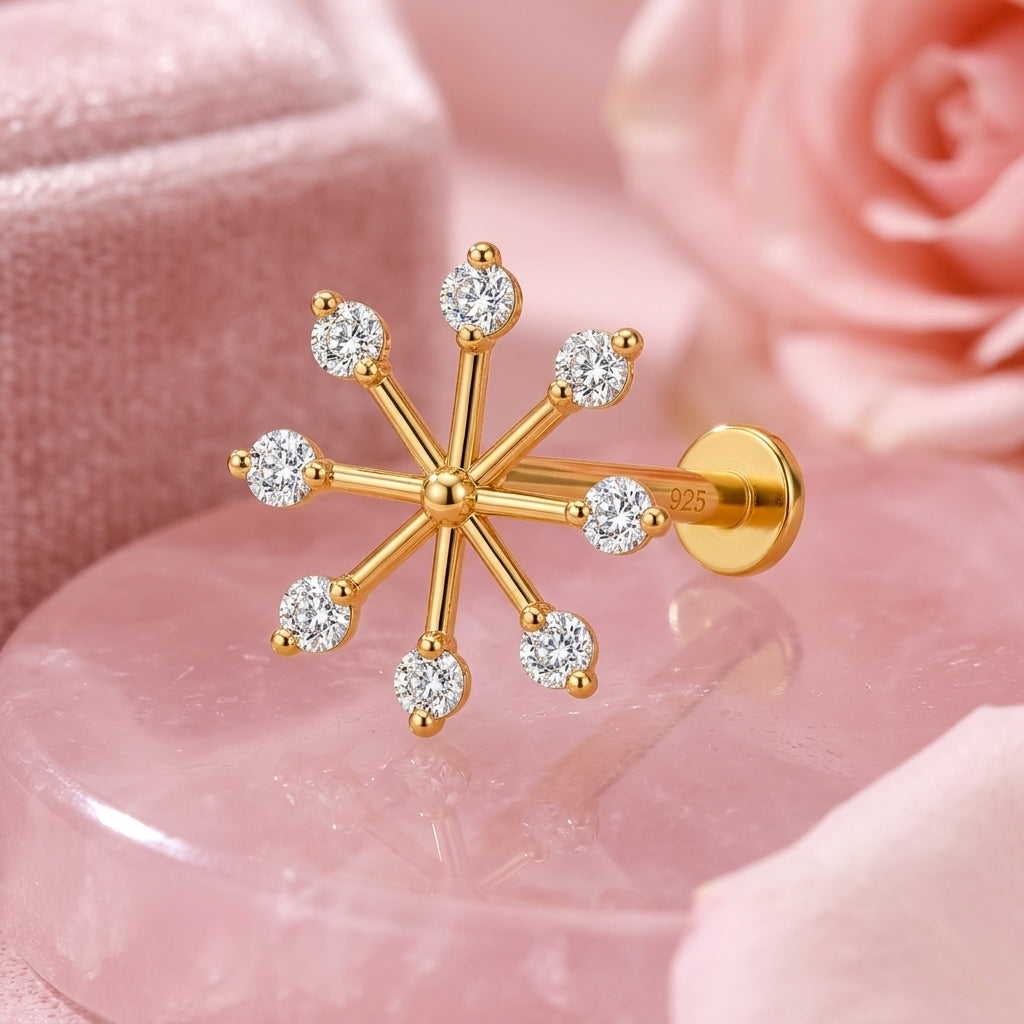 Starburst Nose Pin II - 925 Sterling Silver