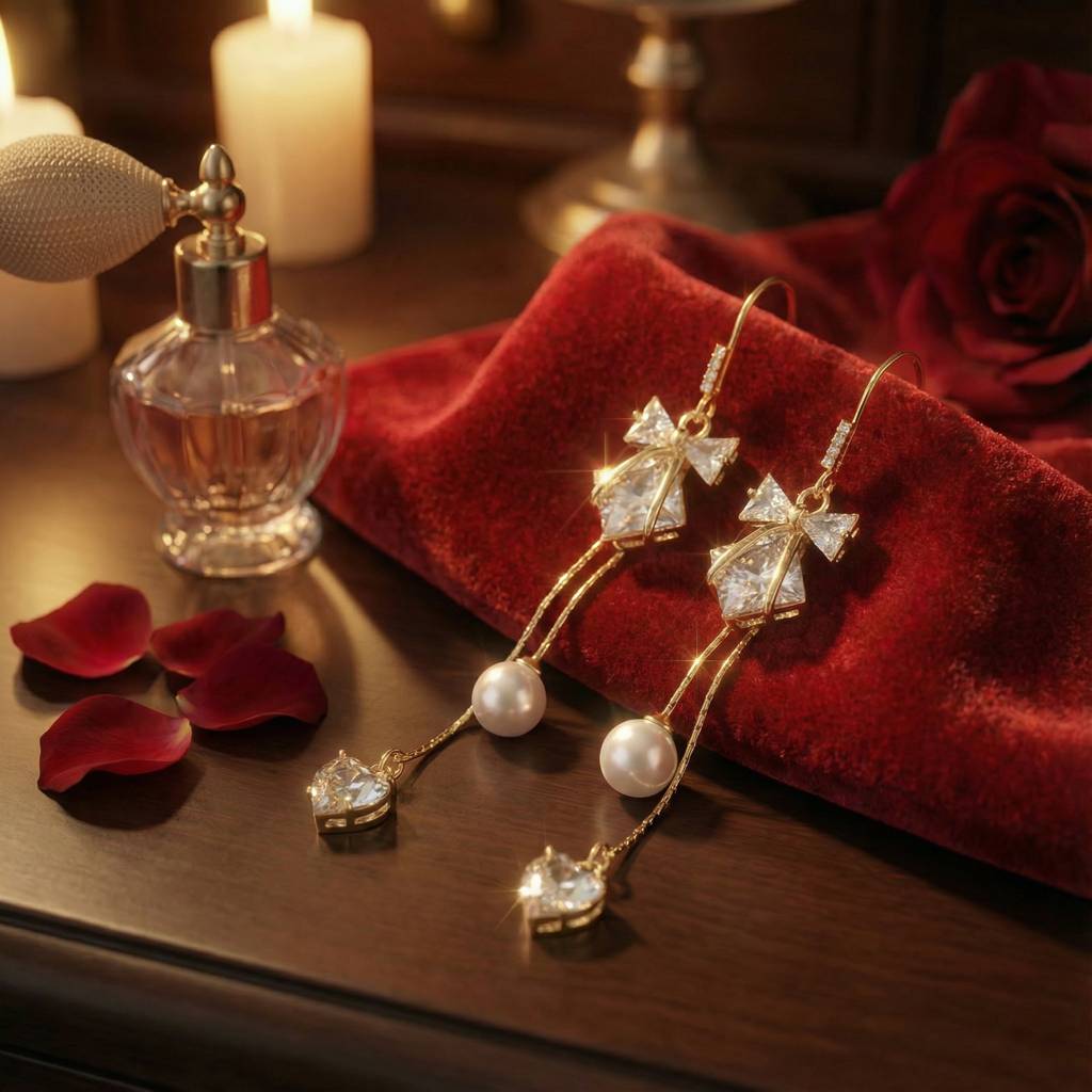 Celestial Stream Pearl Drop Earrings - 925 Sterling Silver Yellow Gold Plated