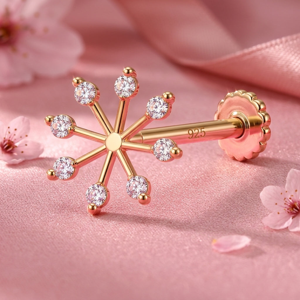 Mini Starburst Nose Pin - full length shot