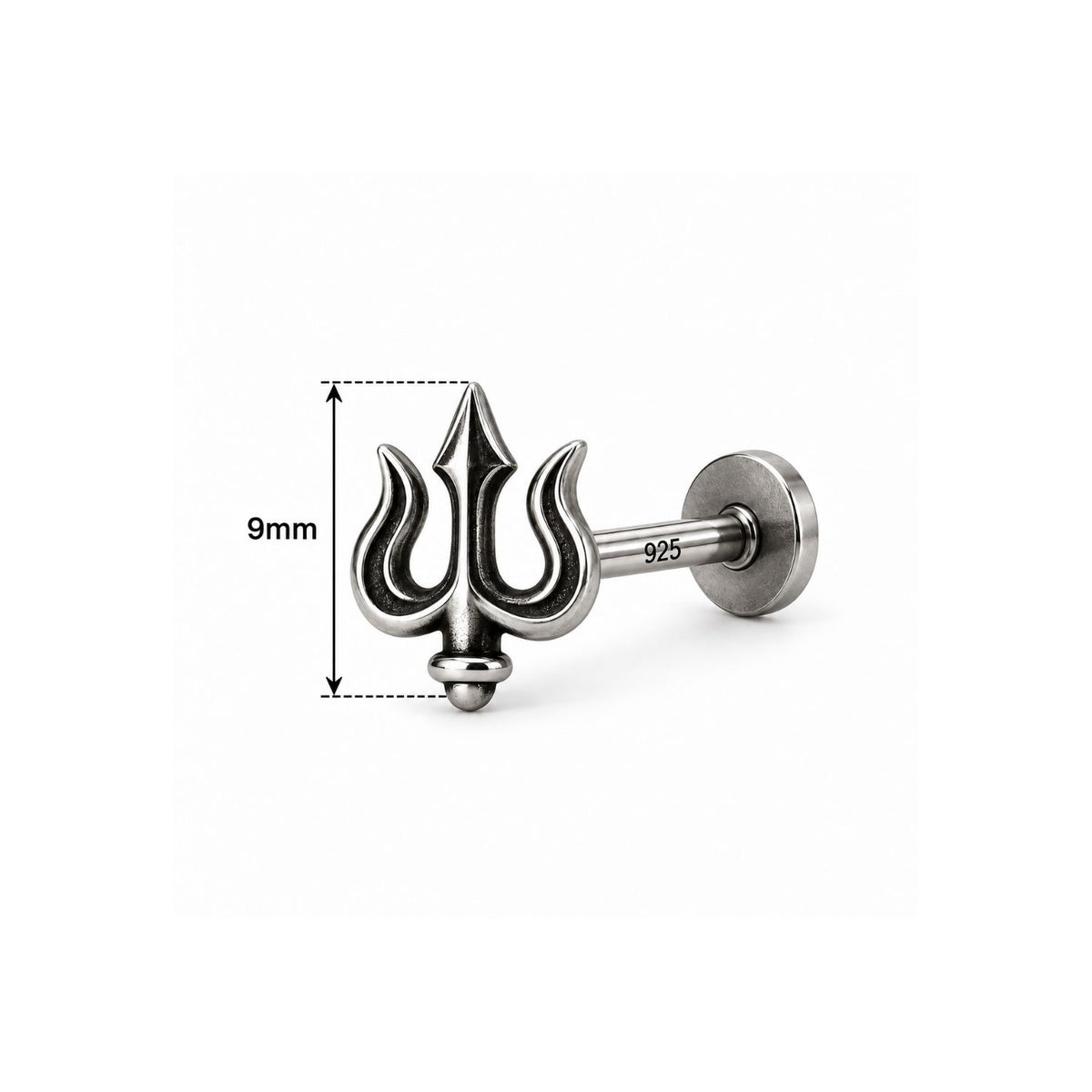 Trishul Nose Pin for Women - 925 Sterling Silver