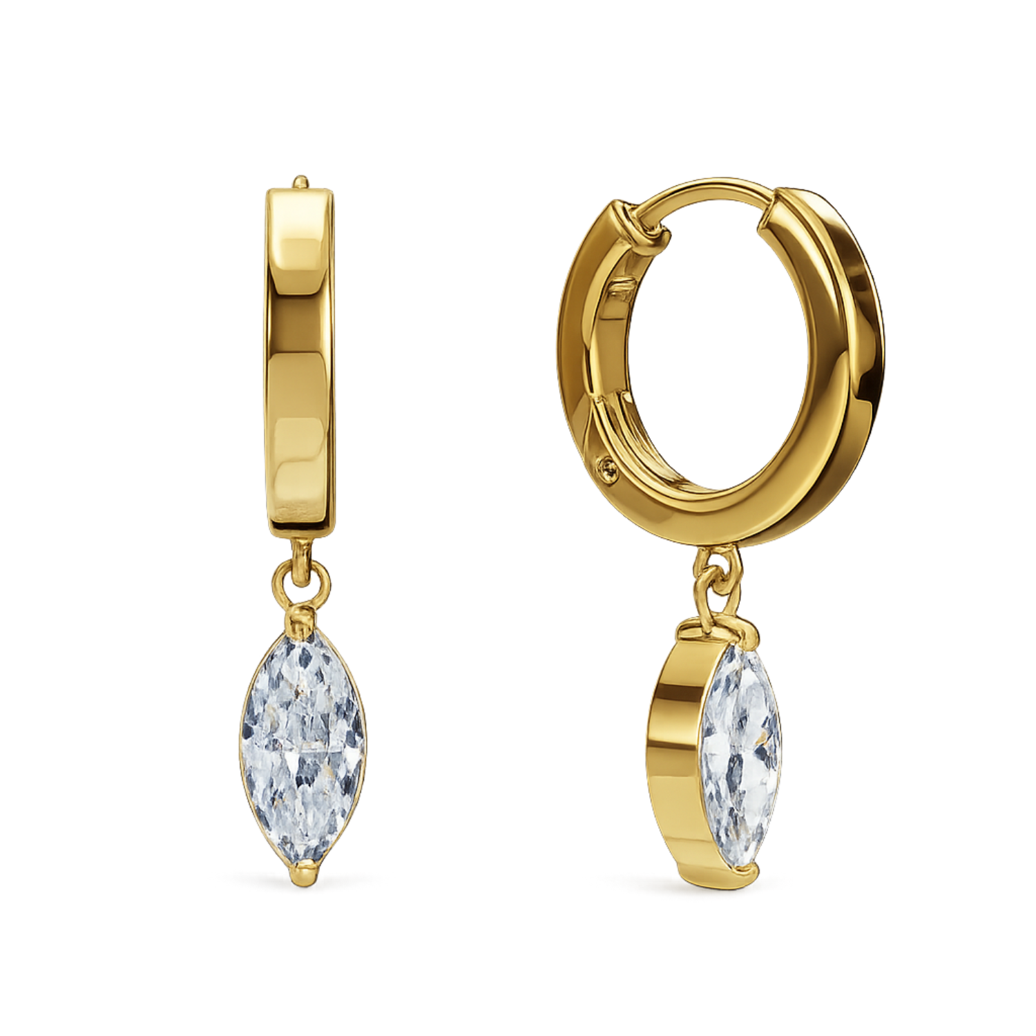 Marquise Drop Huggie - 925 Sterling Silver Gold Plated