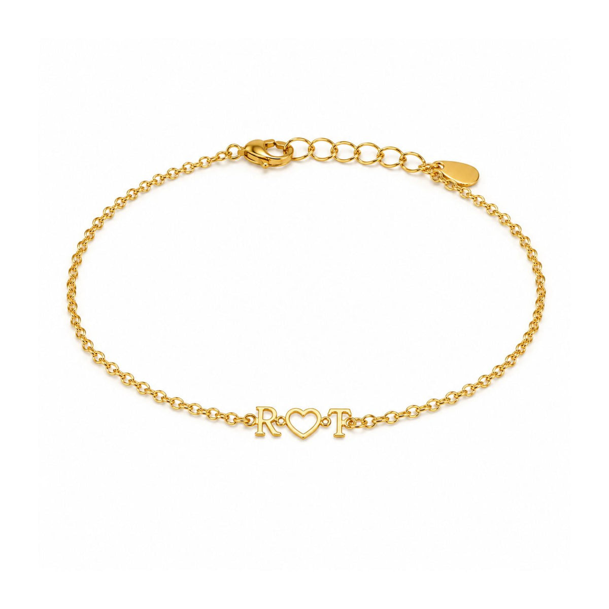 Initial Heart Bracelet for Women - 925 Sterling Silver