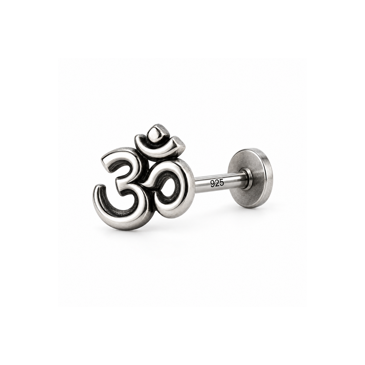 Oxidized Om Nose Pin for Women - 925 Sterling Silver