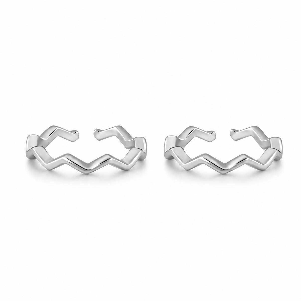 Zigzag Chevron Plain Silver Toe Rings in 925 sterling silver