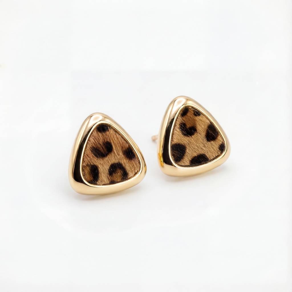 Wild Horizon Leopard Print Studs - 925 Sterling Silver Gold Plated