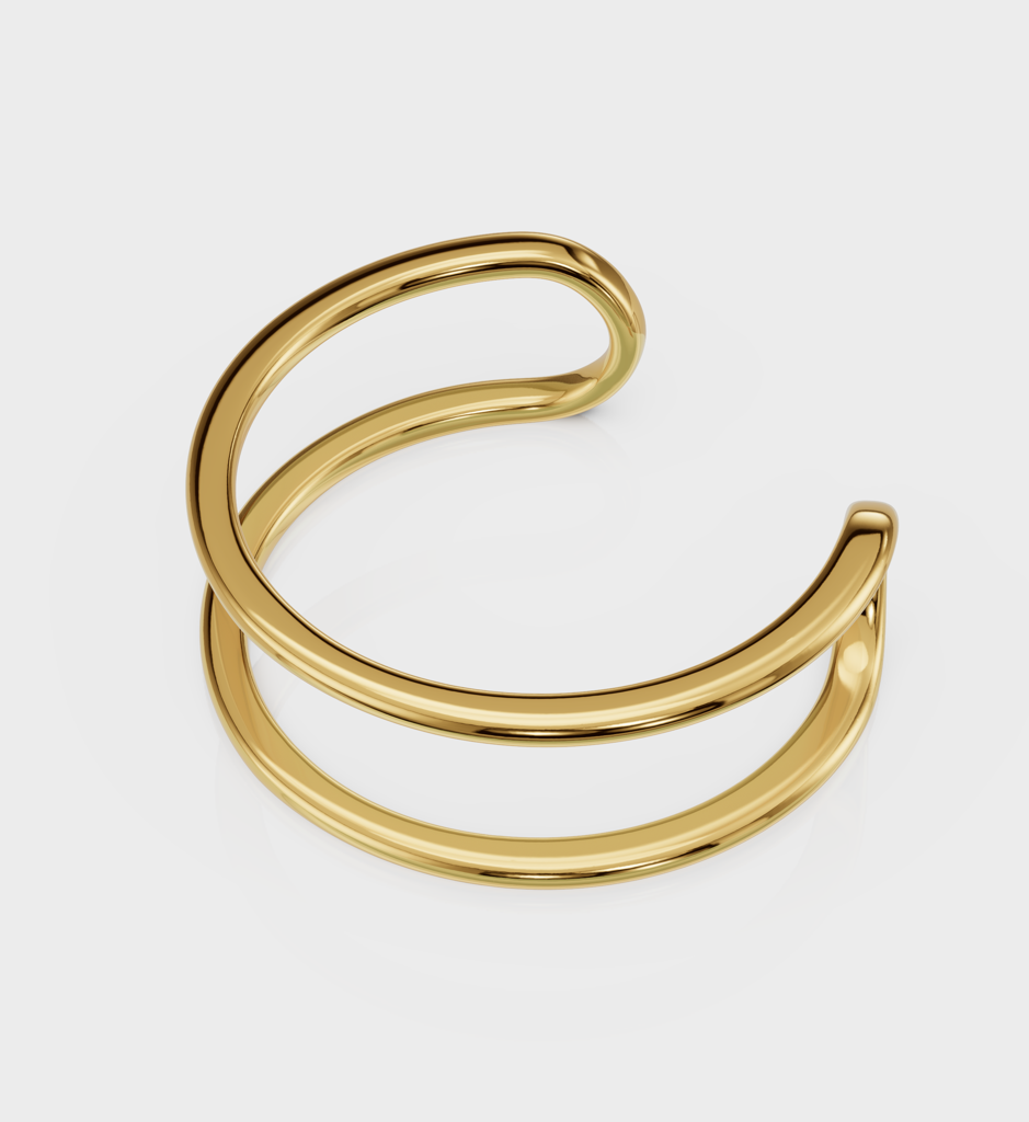 Dual Curve Ring - 925 Sterling Silver Gold Plated