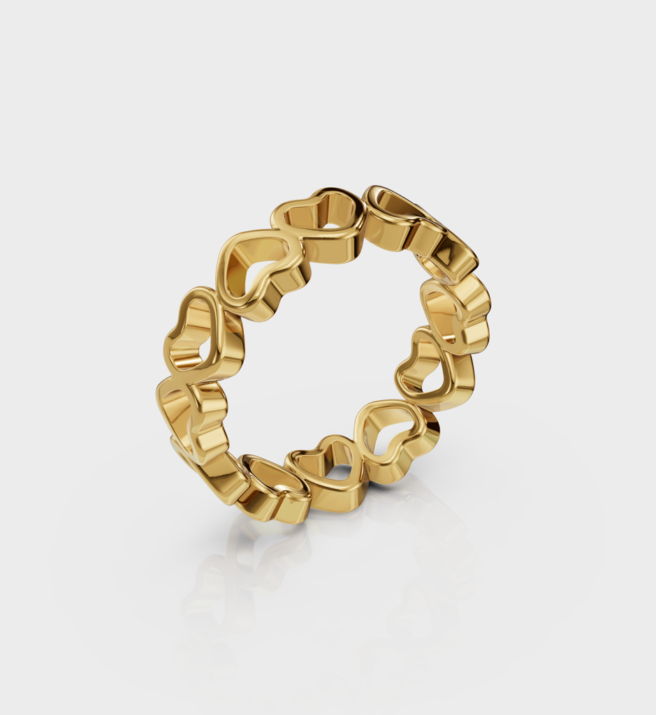 Heart Infinity Band - 925 Sterling Silver Gold Plated