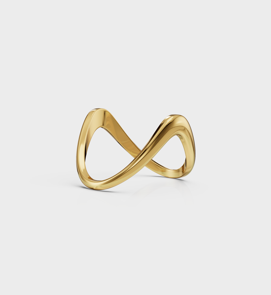 V Shaped Ring - 925 Sterling Silver Gold Plated