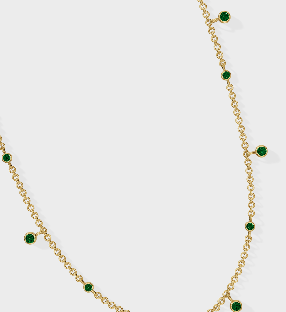 Emerald Drop Necklace - 925 Sterling Silver Gold Plated