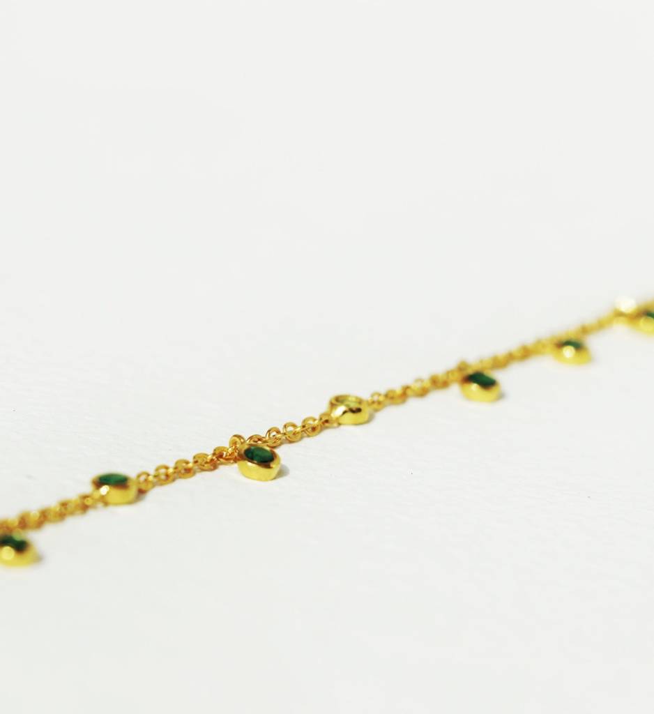 Emerald Drop Necklace - 925 Sterling Silver Gold Plated