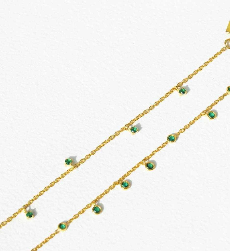 Emerald Drop Necklace - 925 Sterling Silver Gold Plated