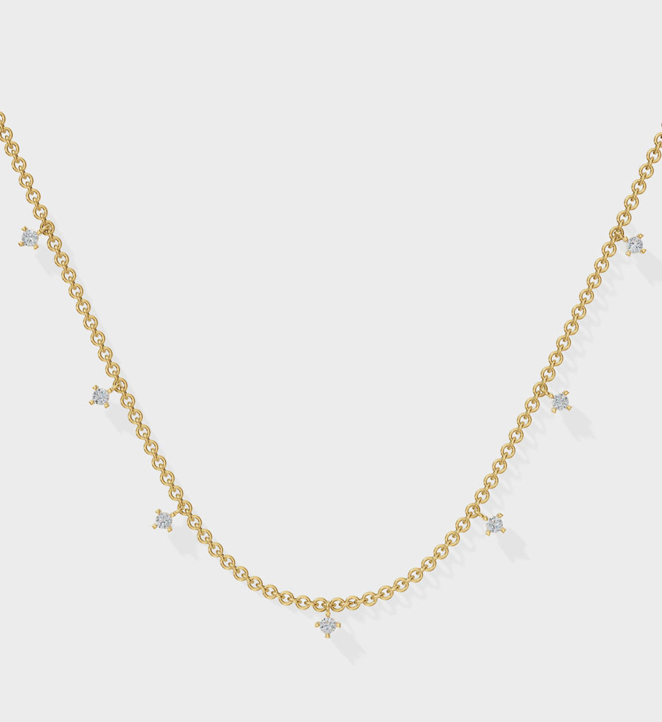 Drop Diamond Necklace - 925 Sterling Silver Gold Plated