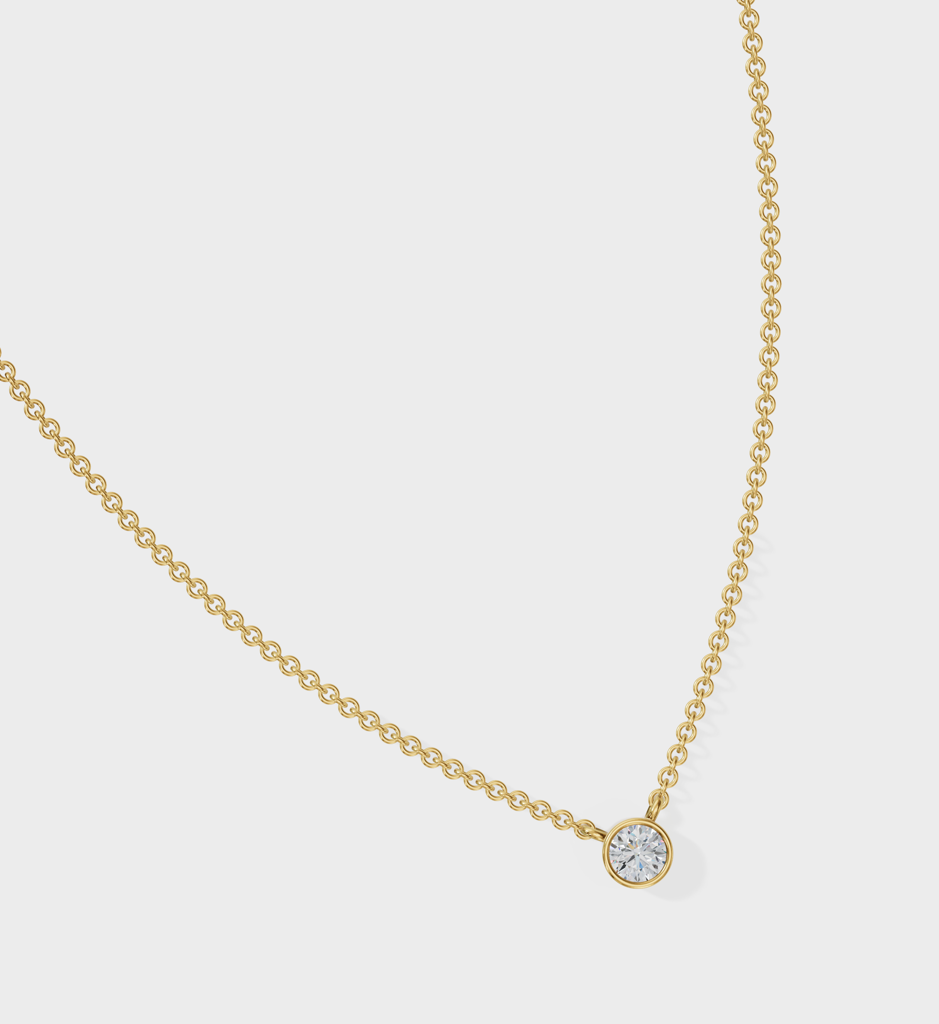 Solo Diamond Necklace - 925 Sterling Silver Gold Plated