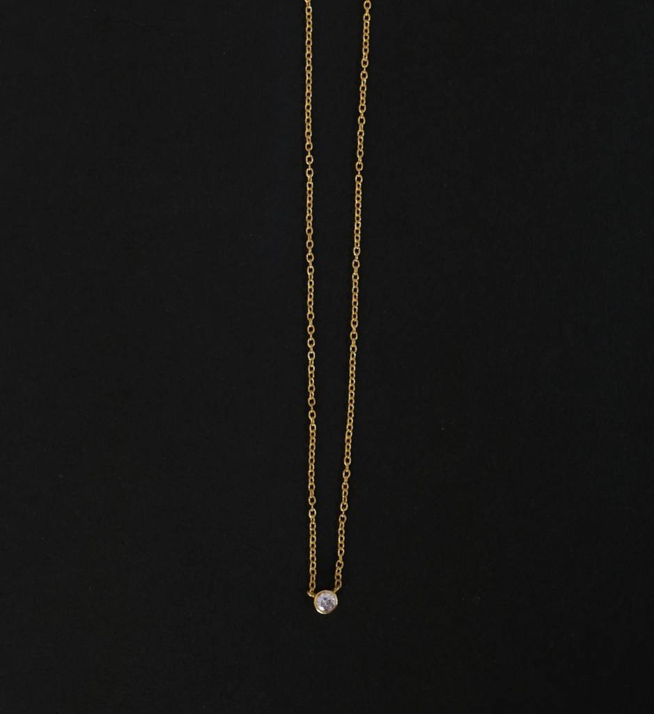 Solo Diamond Necklace - 925 Sterling Silver Gold Plated