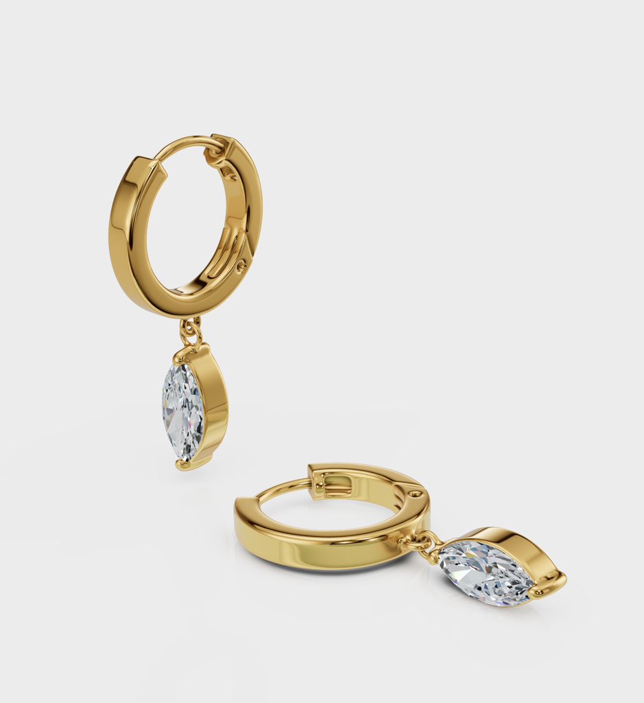 Marquise Drop Huggie - 925 Sterling Silver Gold Plated