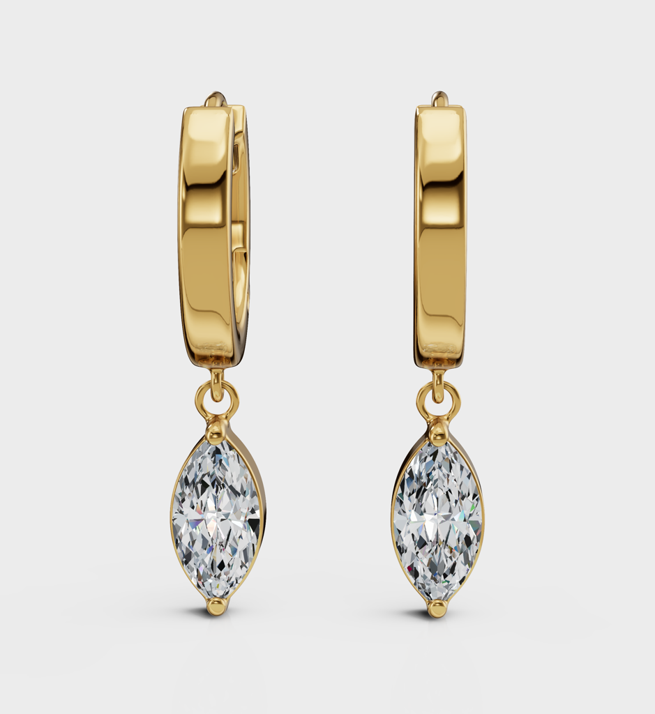 Marquise Drop Huggie - 925 Sterling Silver Gold Plated