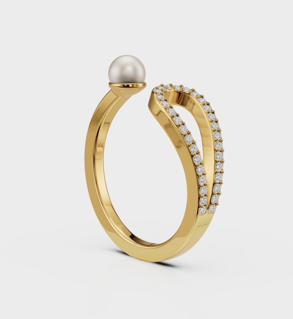 Pearl Clutch Ring - 925 Sterling Silver Gold Plated
