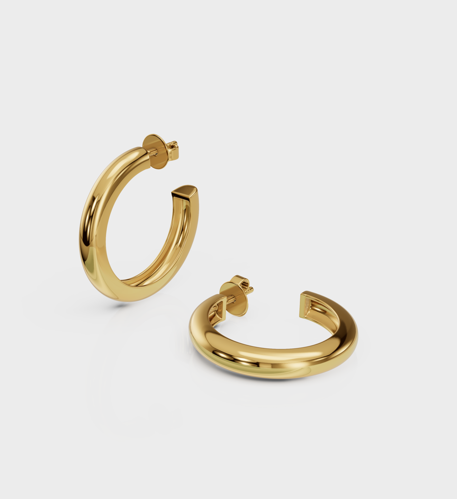 Bold Hoops - 925 Sterling Silver Gold Plated