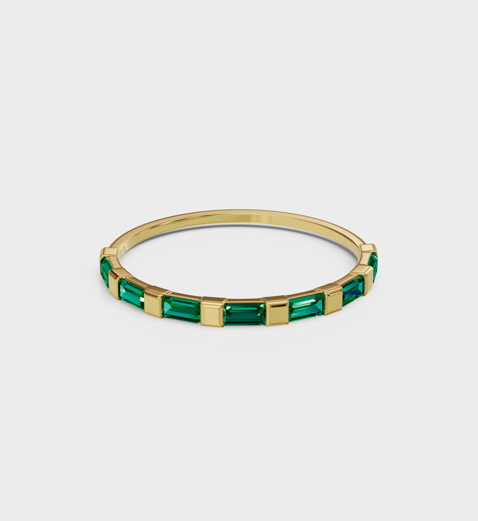 Emerald Baguette Bliss Ring - 925 Sterling Silver Gold Plated