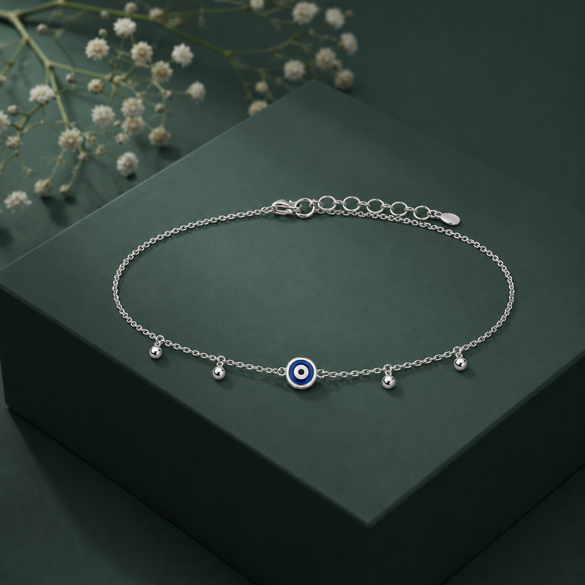 Blue Evil Eye Anklet worn