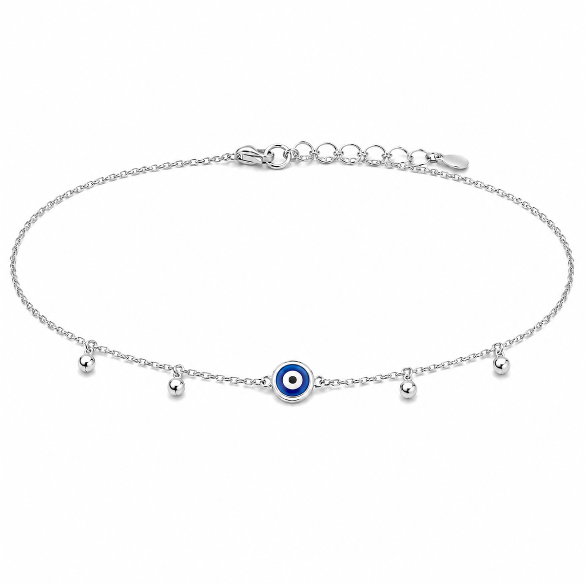 Blue Evil Eye Anklet with Beaded Charms