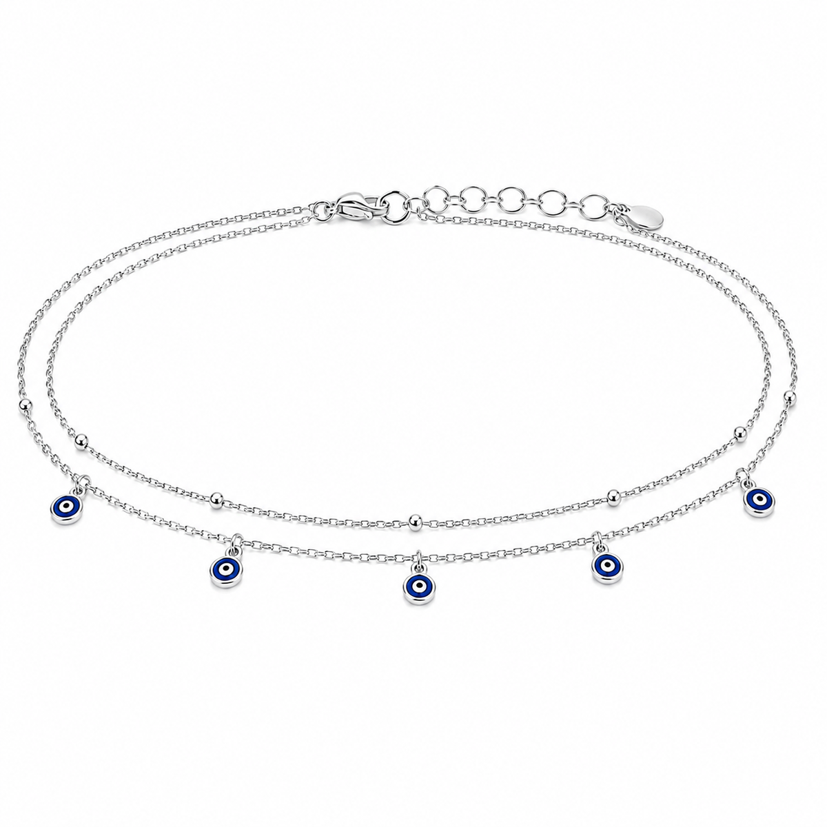 Blue Evil Eye Double Layer Anklet