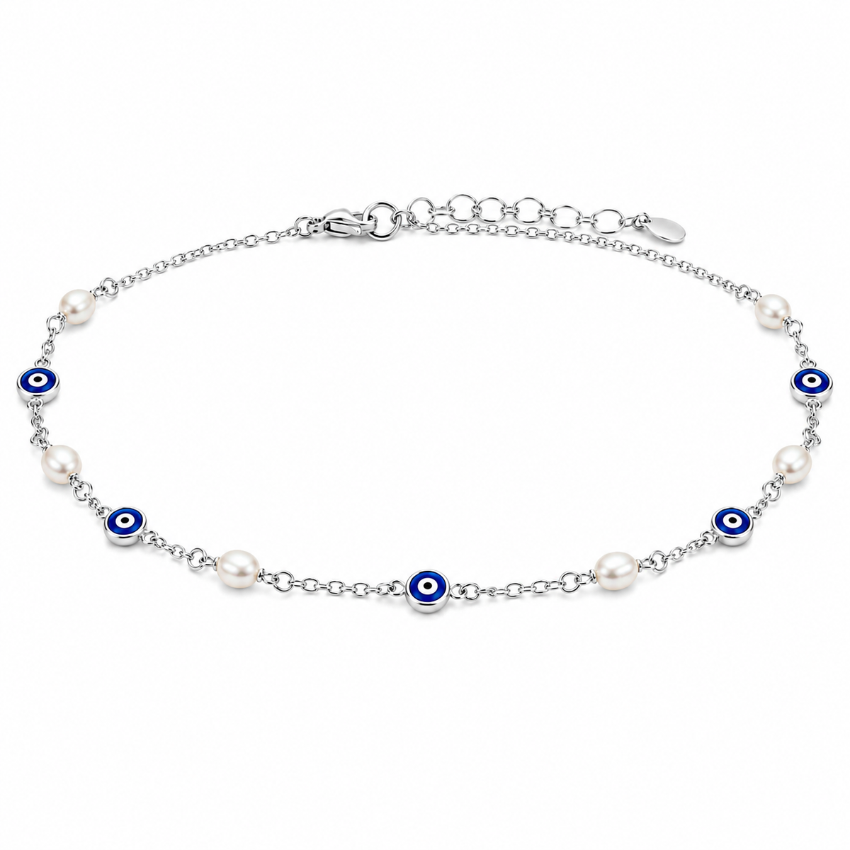 Blue Evil Eye Pearl Anklet
