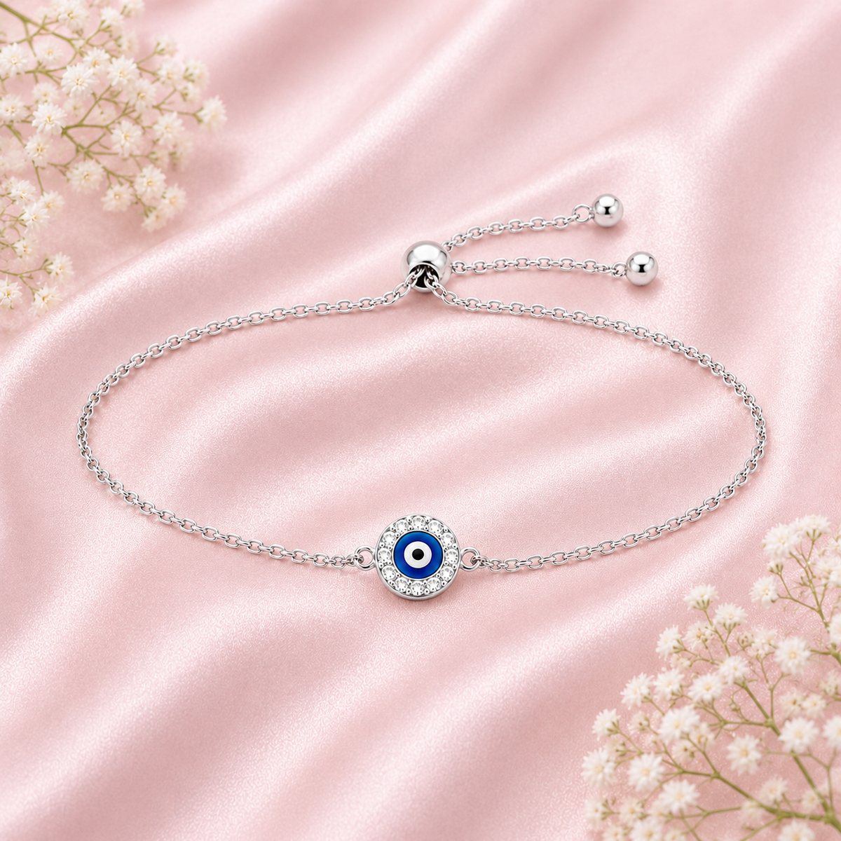 Blue Evil Eye Bracelet worn