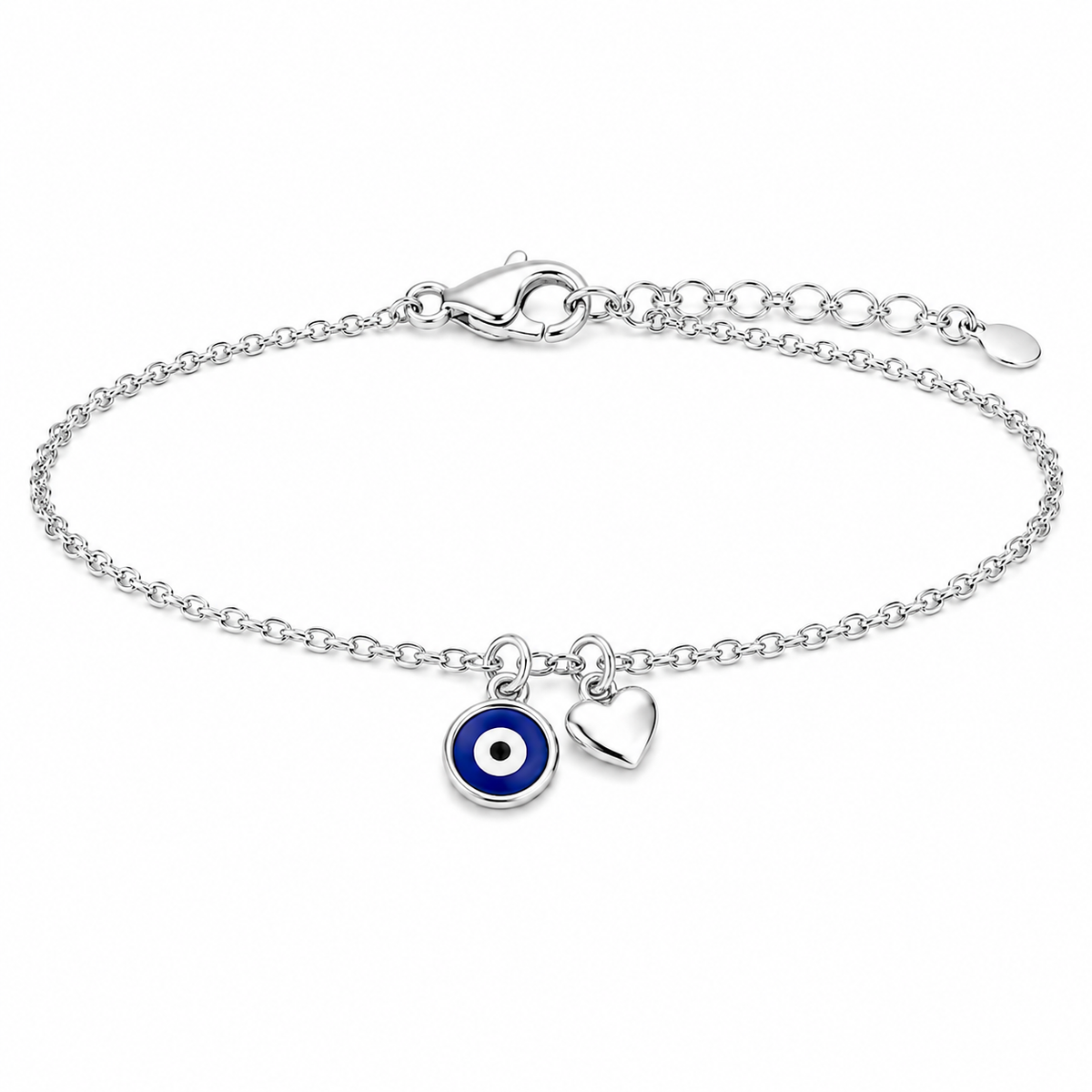 Blue Evil Eye and Heart Bracelet