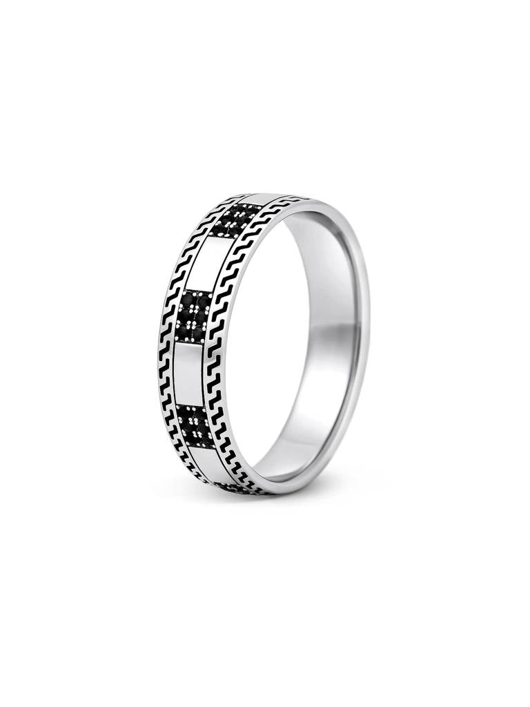 Gridline Textured Silver Ring - 925 Sterling Silver