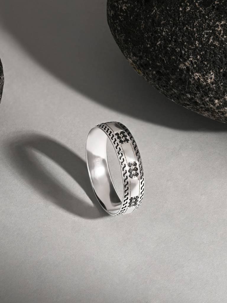 Gridline Textured Silver Ring - 925 Sterling Silver
