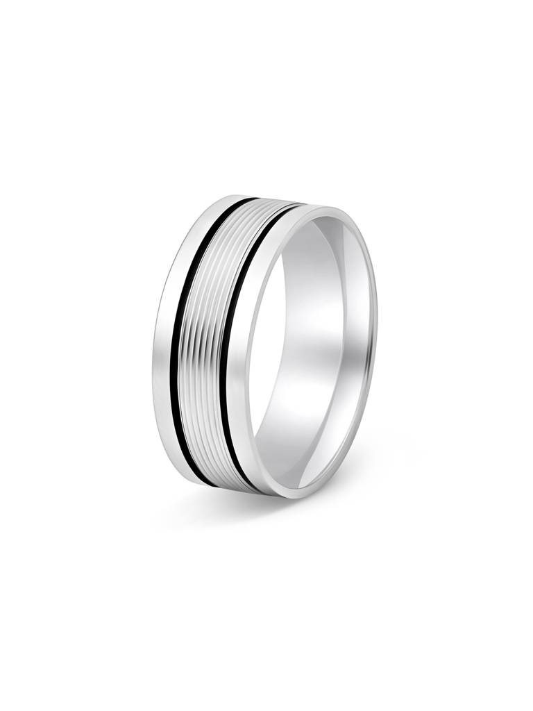 Linear Groove Silver Ring - 925 Sterling Silver